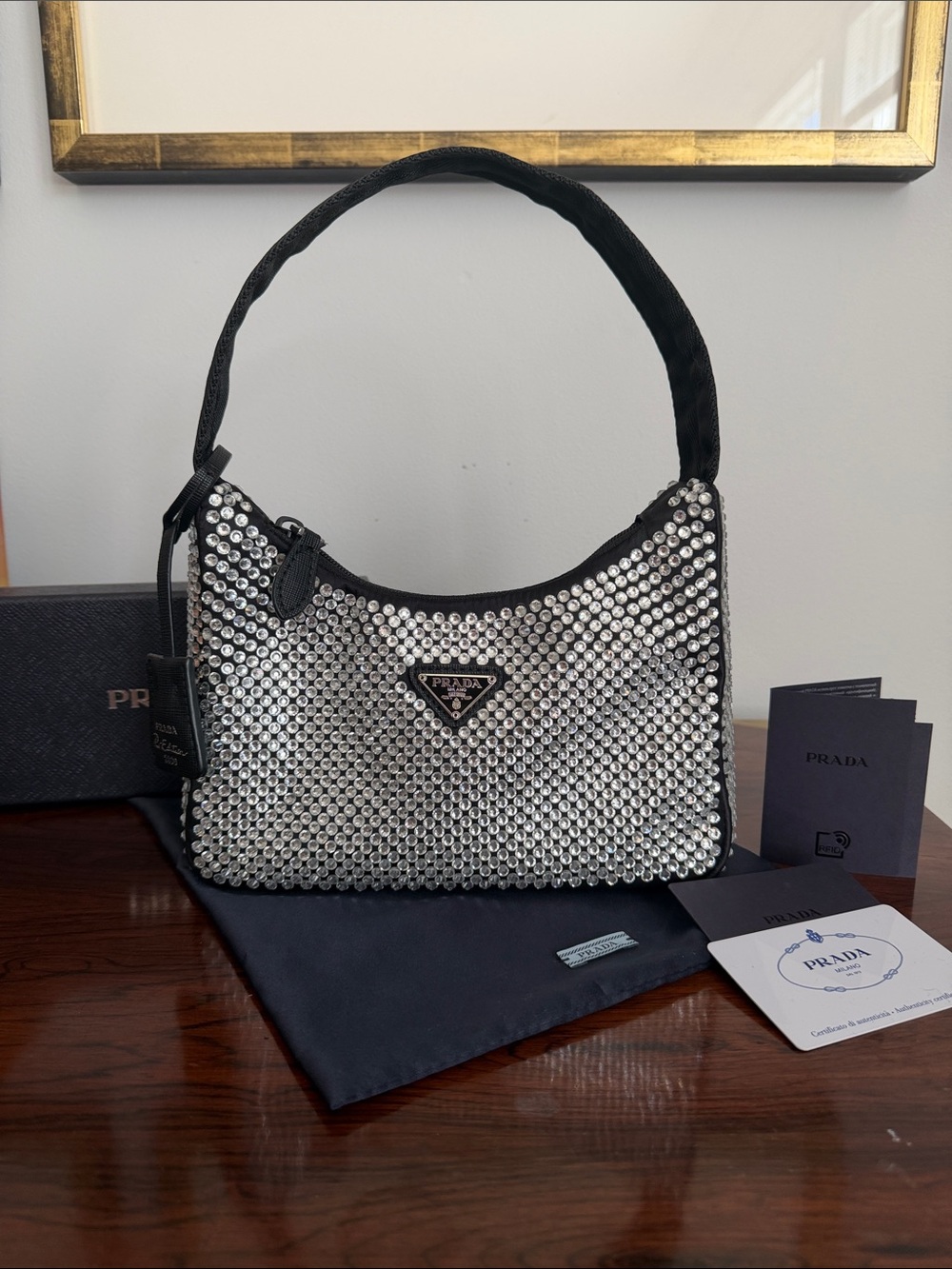 *Authentic* Prada Re-Edition Mini Crystal Studded Satin Bag